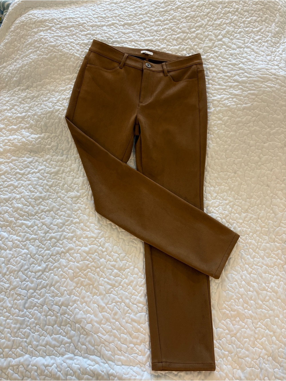 J. Jill Camel Suede-Look 4-Pocket Pants with Branded Button - Picture 3 of 6